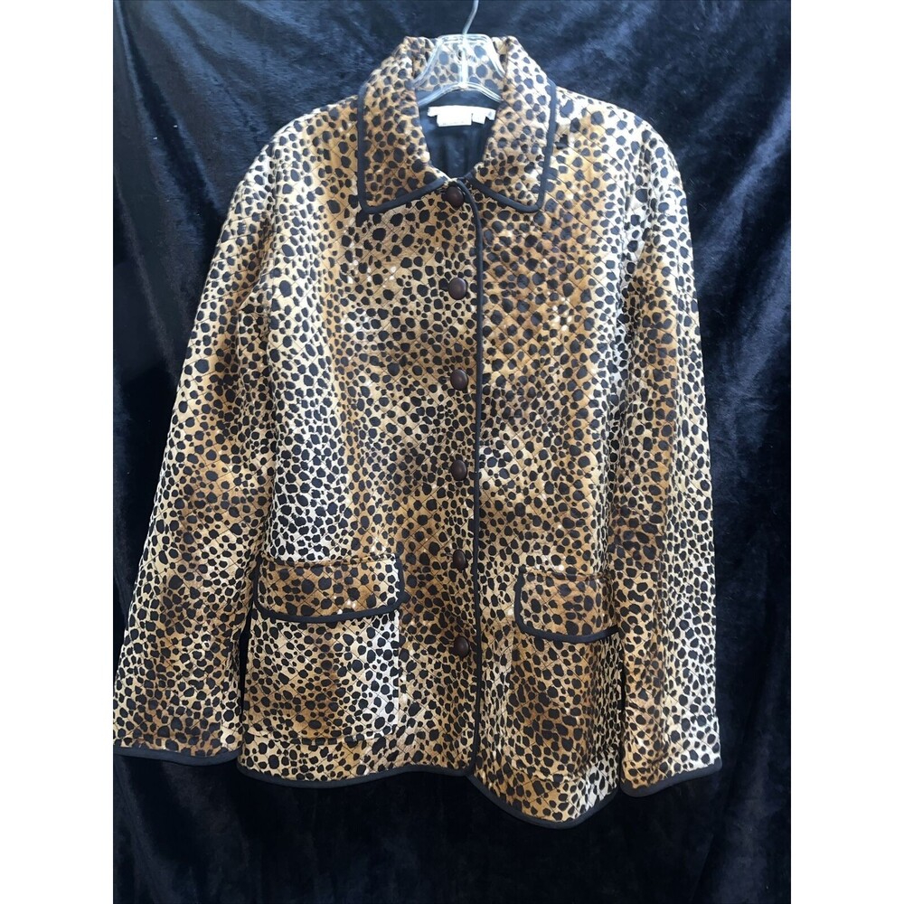 VTG Maggy London 100% Silk Button Cheetah Leopard Blazer  Jacket Top  Size 6